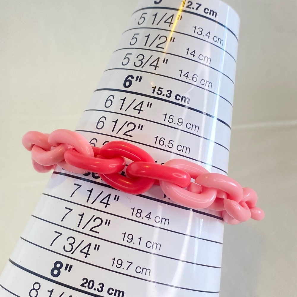 Monet Pink Bracelet Acrylic Plastic Chunky Curb Link Gold Tone Retro Mod - Picture 10 of 11